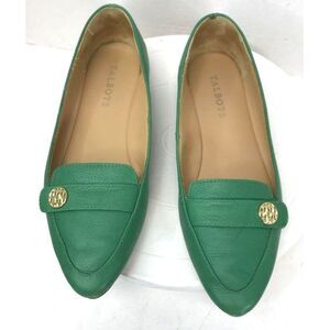 Talbots Francesca Tab Driving Moccasins - Pebbled Leather Green Slip-on Shoes -7